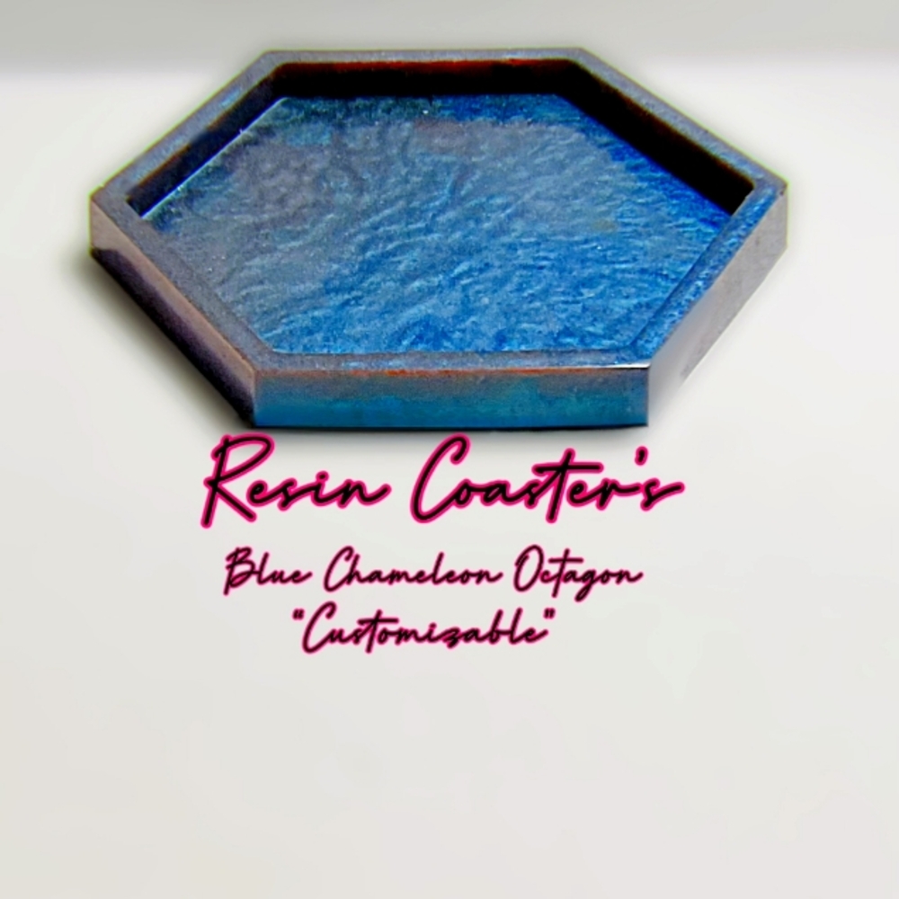 Resin Coasters Chameleon Blue.